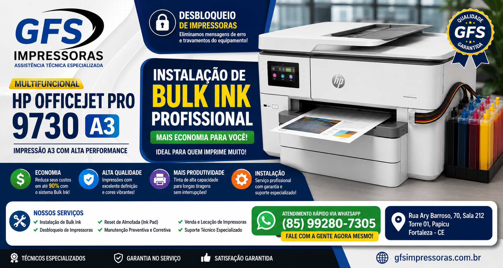 HP OfficeJet Pro 9730 A3 - Instalação de Bulk Ink